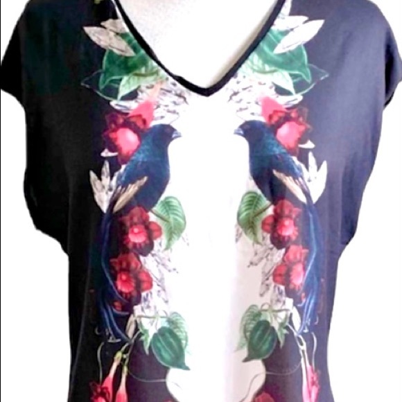 Gorgeous Black 🦅 Bird Ted Baker London & Floral🌺 Print Sleeveless Blouse - Picture 8 of 16